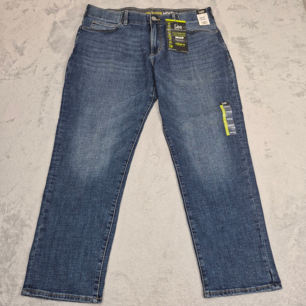 Lee 38x29 Extreme Motion MVP Straight Fit Tapered Leg Jeans Blue NWT